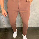 Calça Alf. Slim Stretch C/ Ajuste Botão Ponto H Café