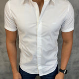 Camisa Social Elastano Slim M/C Kingejoe Branco