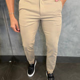 Calça Alf. Maquinetada Skinny Ajuste Fivela Ponto H Bege