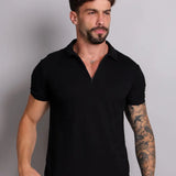 Camisa Polo Ziper Preta