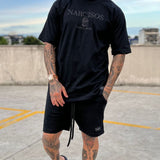 Conjunto Camisa Oversized Bordado E Shorts Preto