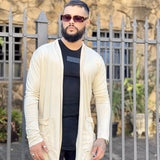 Cardigan Masculino Suede Bege Premium