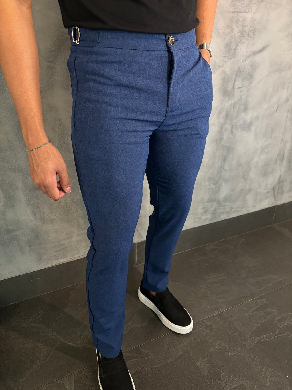 Calça Alf. Bolso Ziper Ponto H Marinho