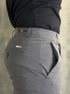 Calça Alf. Slim Stretch C/ Ajuste Botão Ponto H Chumbo