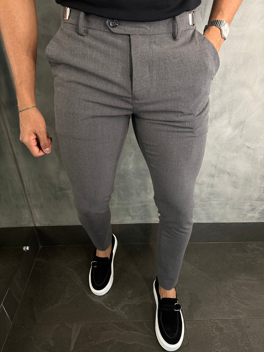 Calça Alf Atenas Ajuste Fivela Ponto H Chumbo