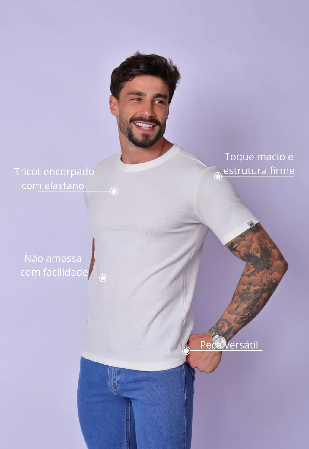 Camiseta Masculina Tricot Branca