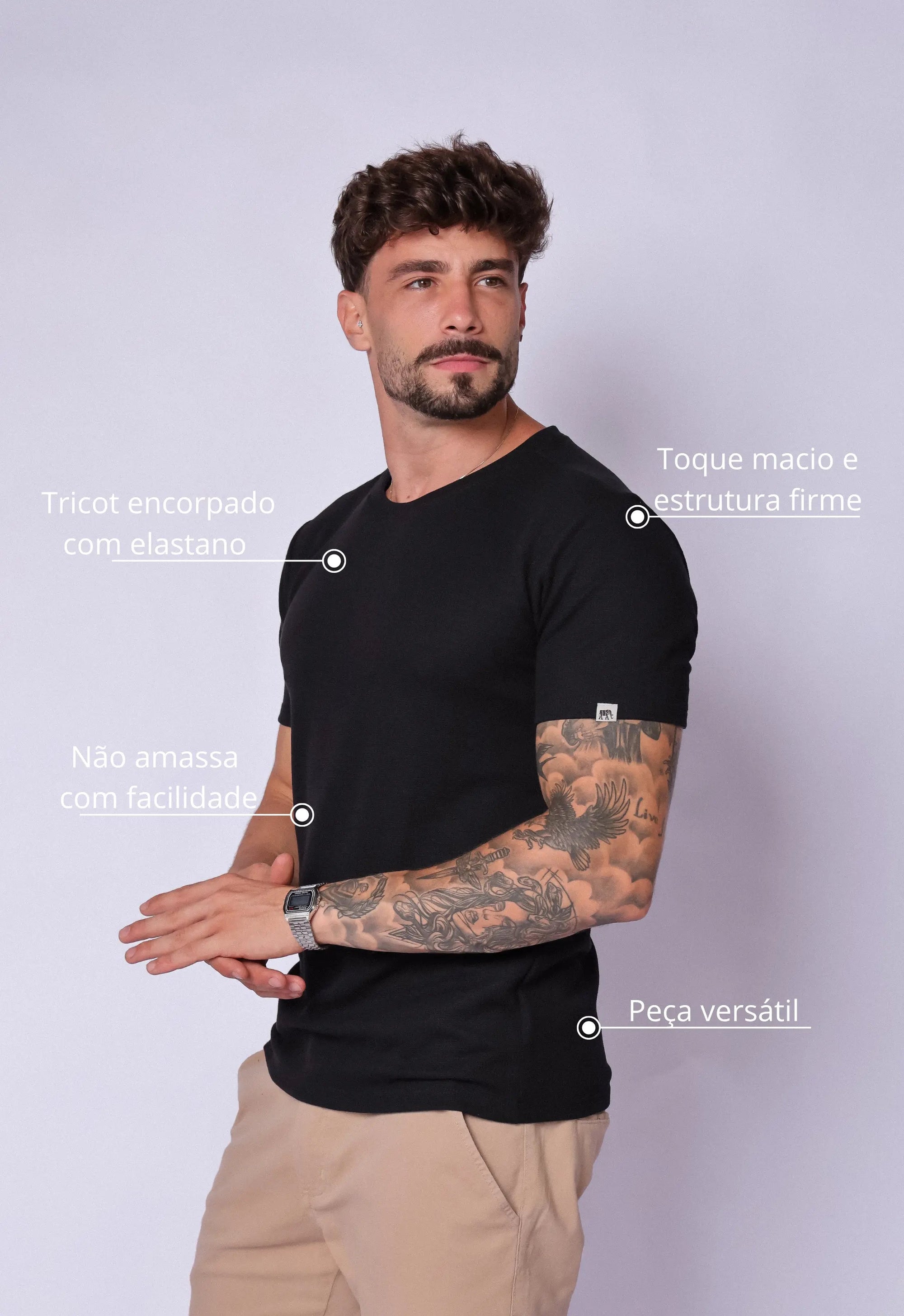 Camiseta Masculina Tricot Preta