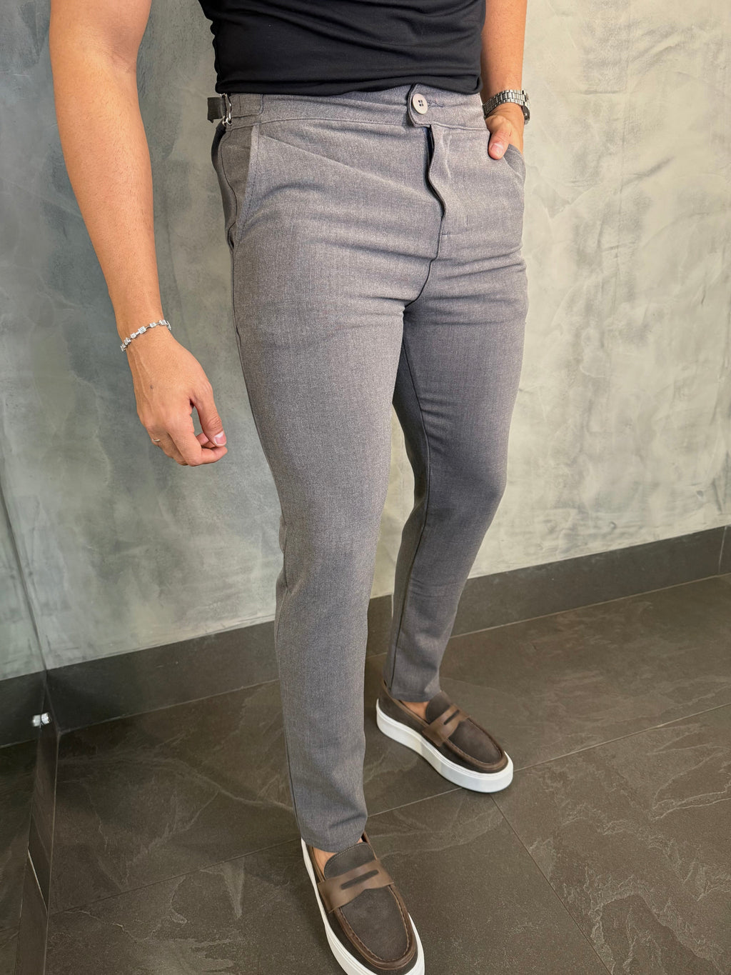 Calça Alf. Roma Ponto H Cinza Médio