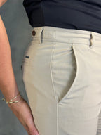 Calça Alf. Slim Stretch C/ Ajuste Botão Ponto H Khaki