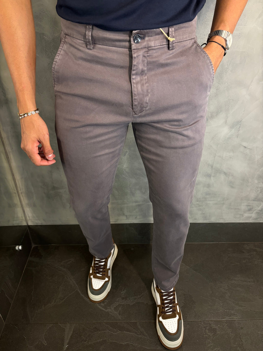 Calça Alf Sarja Comfort Skinny Ponto H Cimento