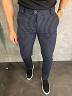 Calça Alf. Listrado Ponto H Marinho