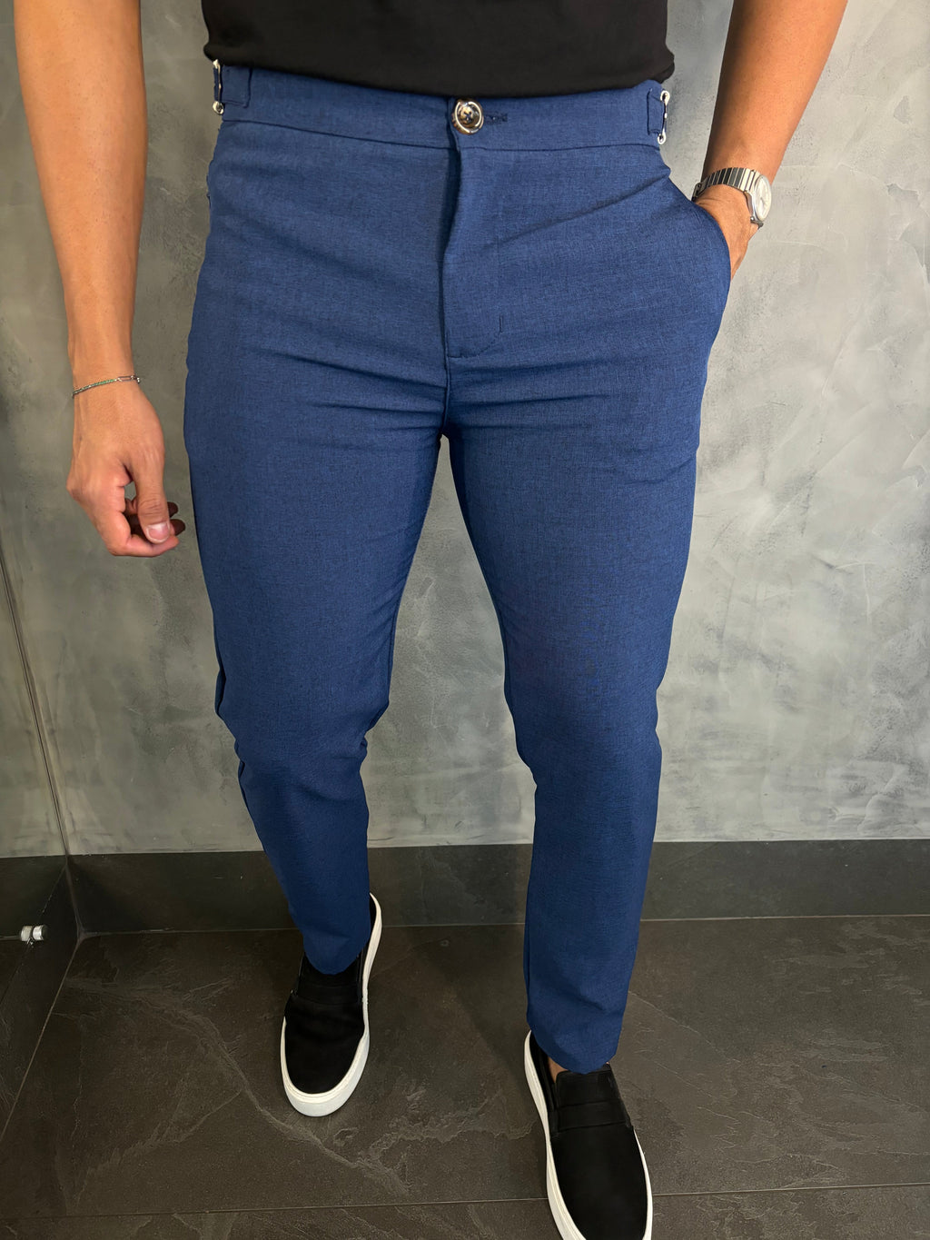 Calça Alf. Bolso Ziper Ponto H Marinho