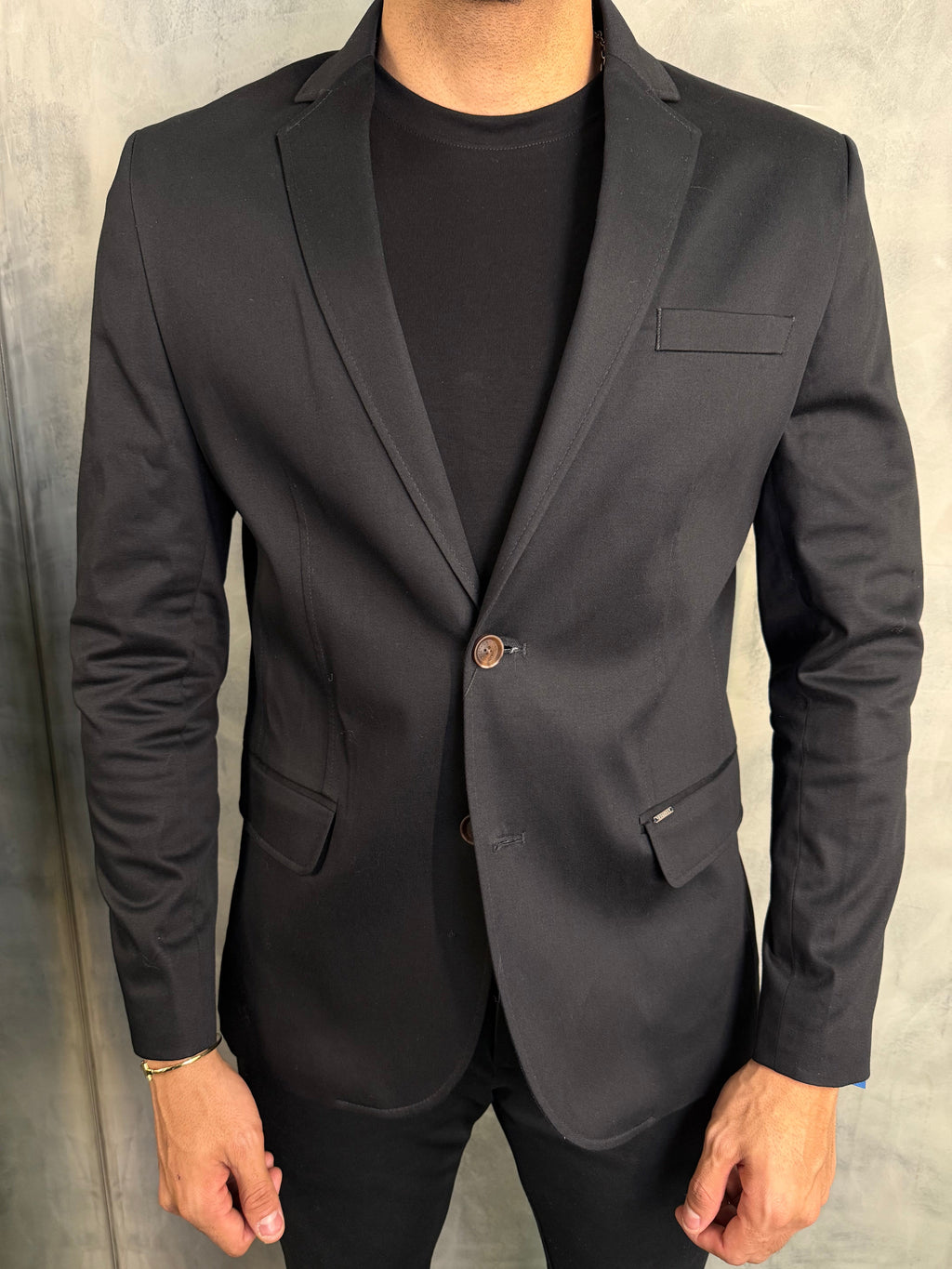 Blazer Slim Sarja Liso Docthos Preto