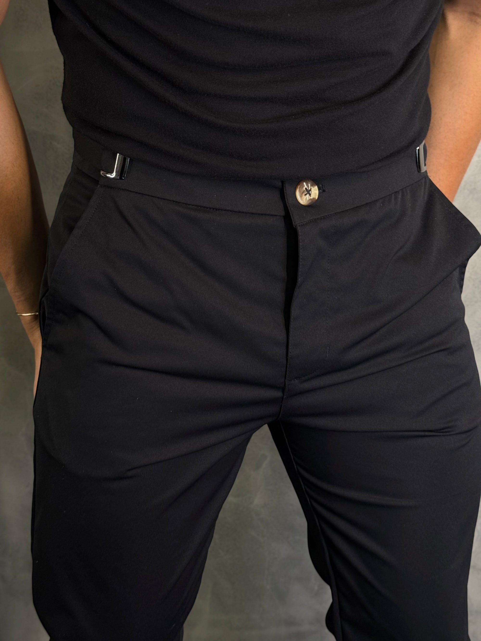 Calça Alf. Mônaco Ajuste Catraca Ponto H Preto