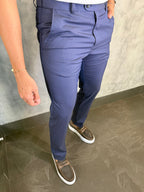 Calça Alf Slim Xadrez Cintura Elástica Ponto H Marinho