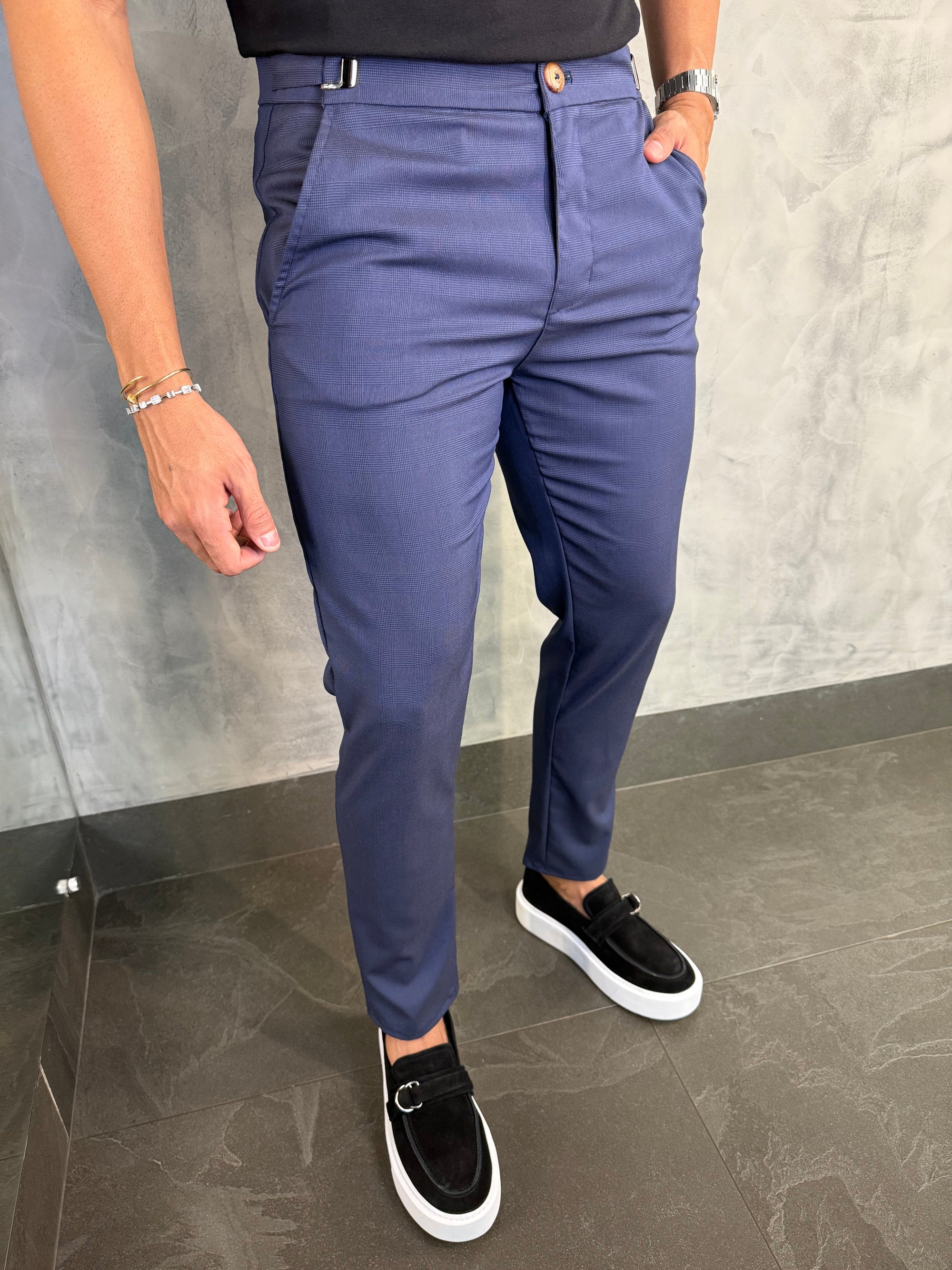 Calça Alf. Príncipe De Gales Ponto H Marinho