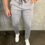 Calça Alfaiataria Skinny Malha Com Cadarço Ponto H Cinza