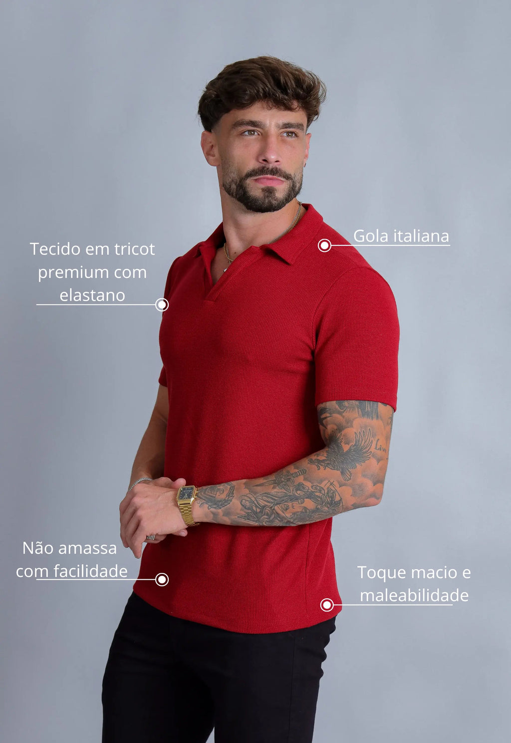 Camisa Polo Italiana Tricot Vermelha