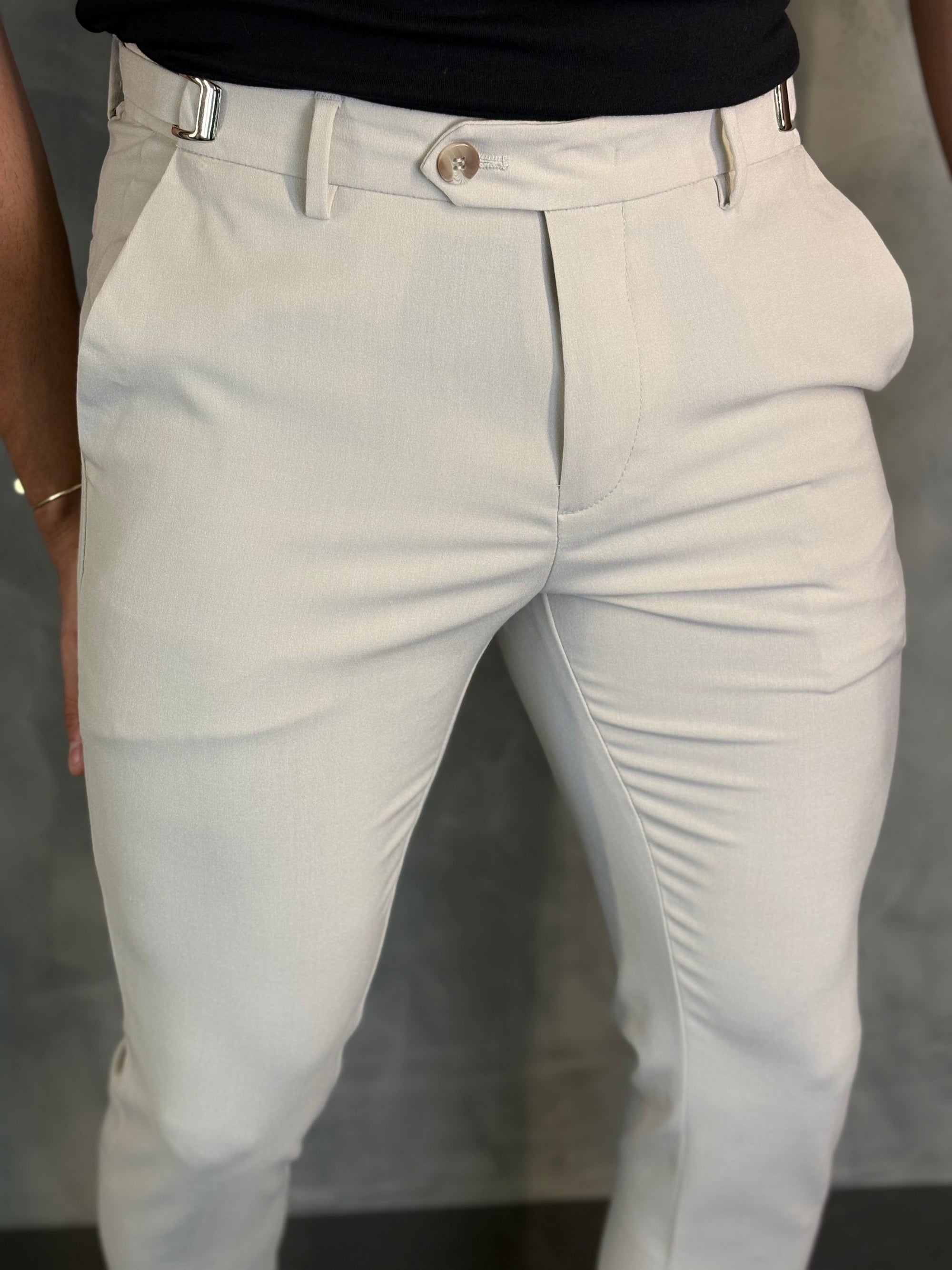 Calça Alf Atenas Ajuste Fivela Ponto H Areia