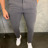 Calça Alf. Slim Stretch C/ Ajuste Botão Ponto H Chumbo