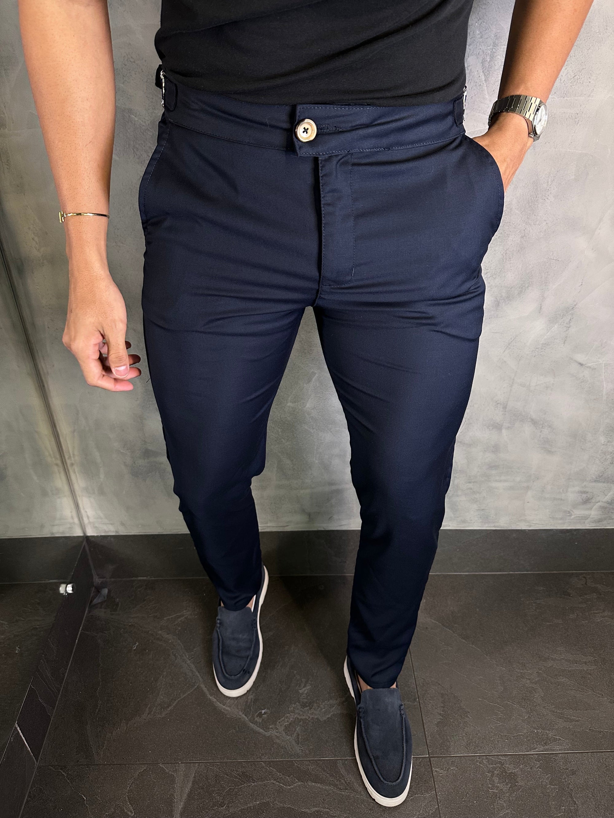 Calça Alf. Veneza Ponto H Azul Petróleo