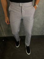 Calça Alf. Listrado Ponto H Cinza Cl