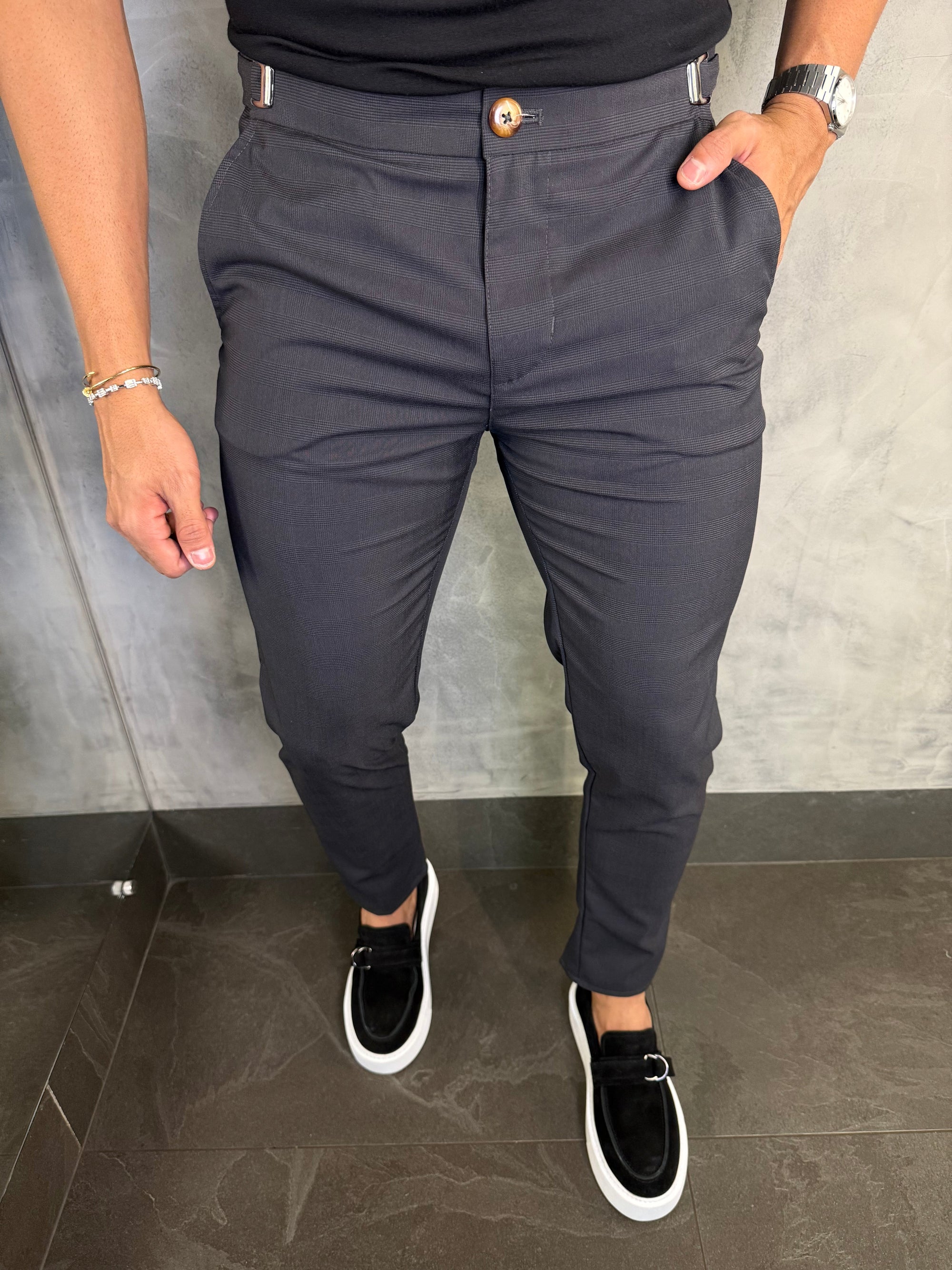 Calça Alf. Príncipe De Gales Ponto H Preto