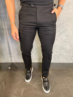 Calça Alf. Maquinetada Skinny Ajuste Fivela Ponto H Preto
