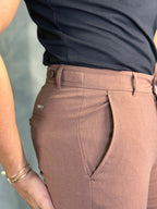 Calça Alf. Slim Stretch C/ Ajuste Botão Ponto H Café