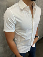 Camisa Social Elastano Slim M/C Kingejoe Branco