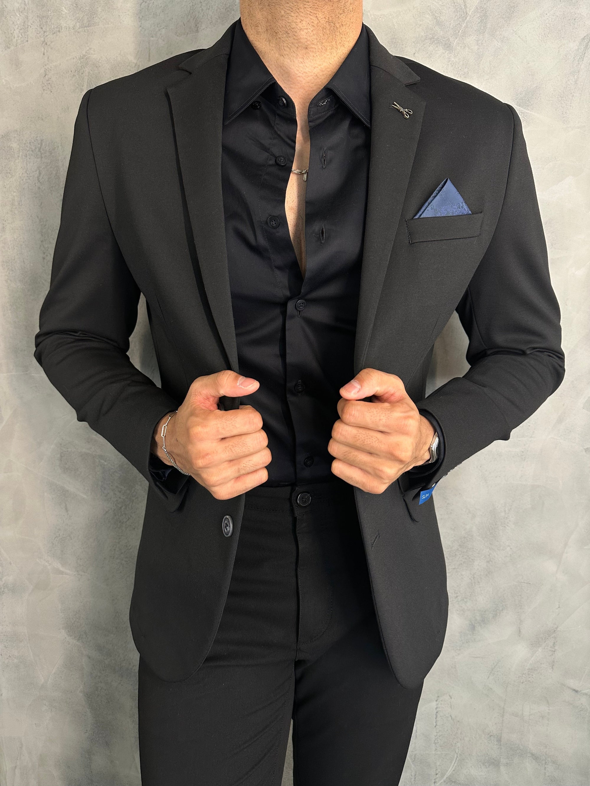 Blazer Slim Malha Lisa Docthos Preto