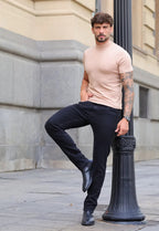 Camiseta Slim Gola Alta Bege