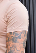 Camiseta Slim Gola Alta Bege