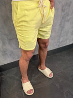 Short Linho Tradicional Kingejoe Amarelo Cl