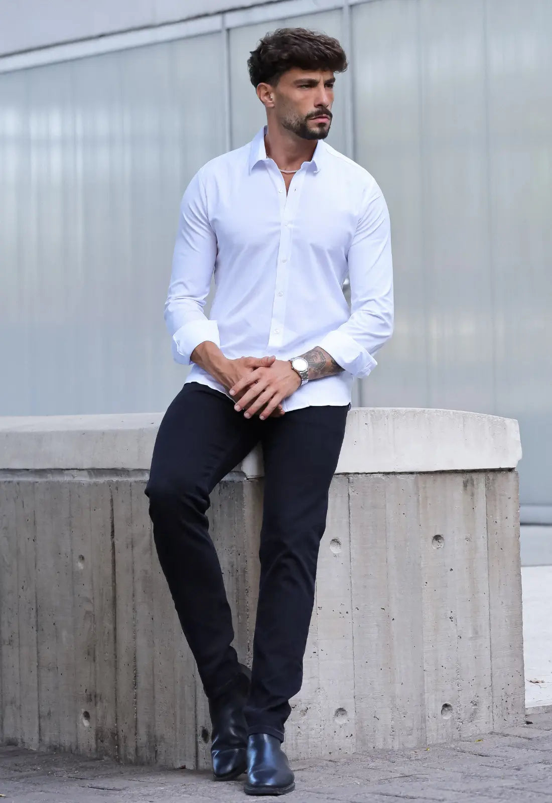 Camisa Masculina Manga Longa Slim Branca