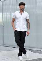 Camisa Masculina Manga Curta Slim Branca