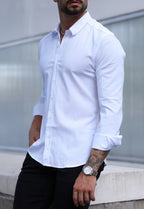 Camisa Masculina Manga Longa Slim Branca
