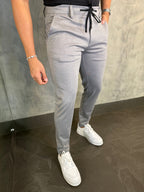 Calça Alfaiataria Skinny Malha Com Cadarço Ponto H Cinza