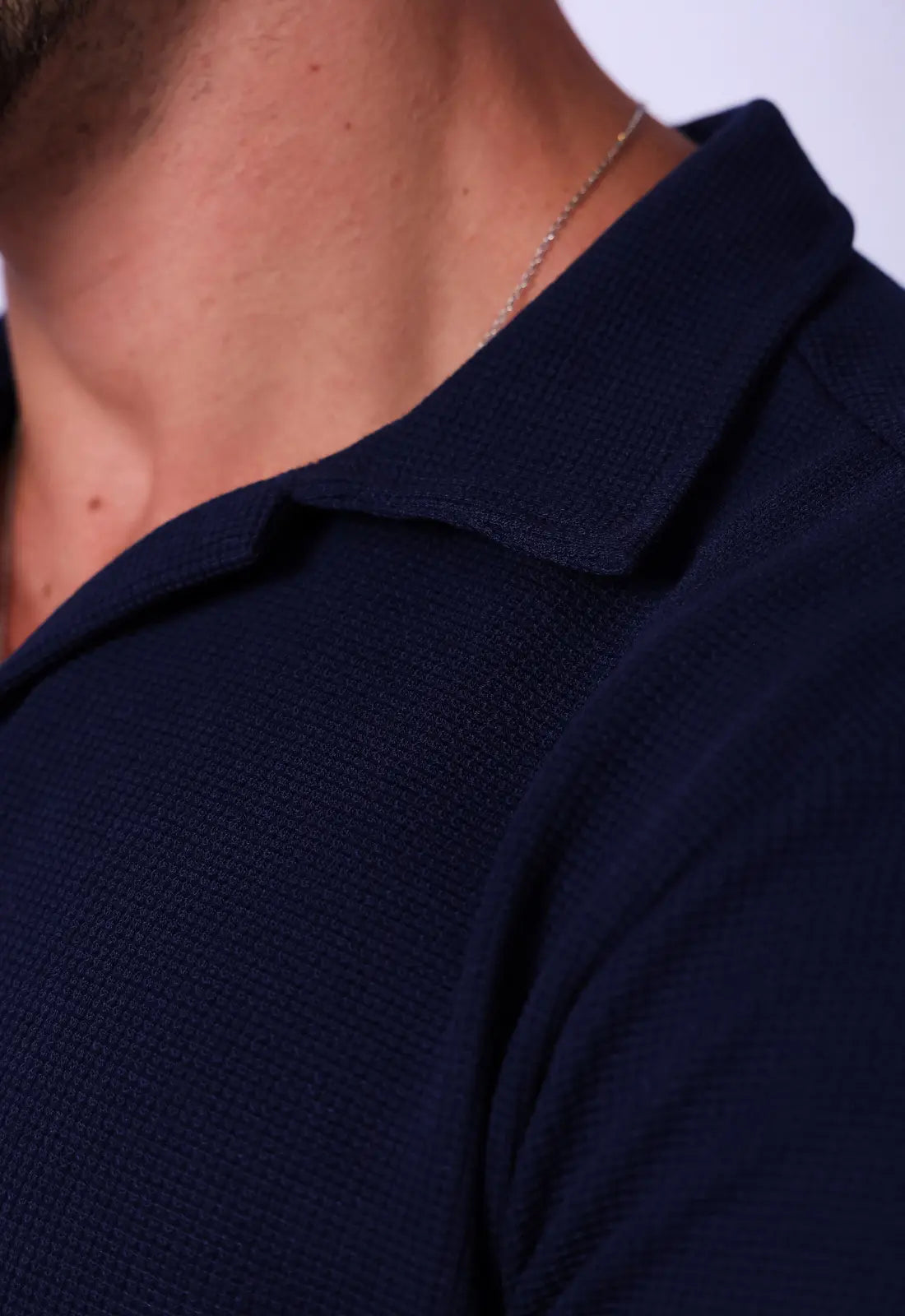 Camisa Polo Italiana Tricot Azul Marinho