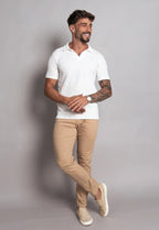 Camisa Polo Italiana Tricot Branca