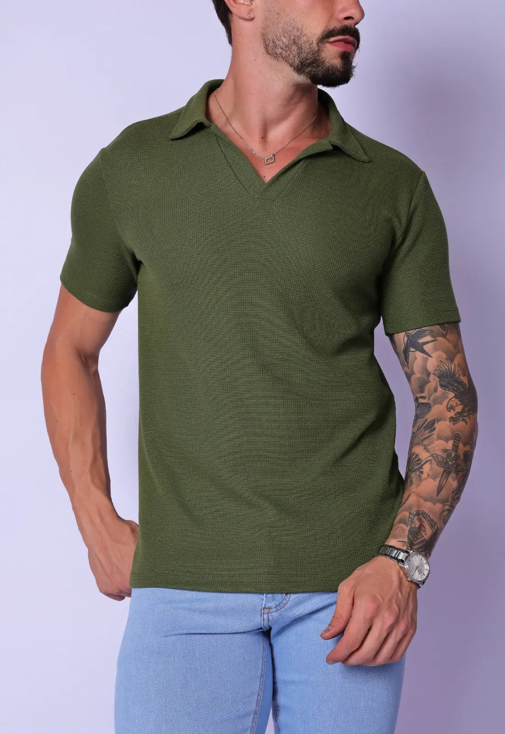 Camisa Polo Italiana Tricot Verde