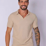 Camisa Polo Italiana Tricot Bege