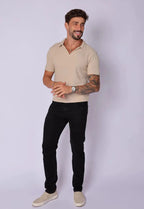 Camisa Polo Italiana Tricot Bege