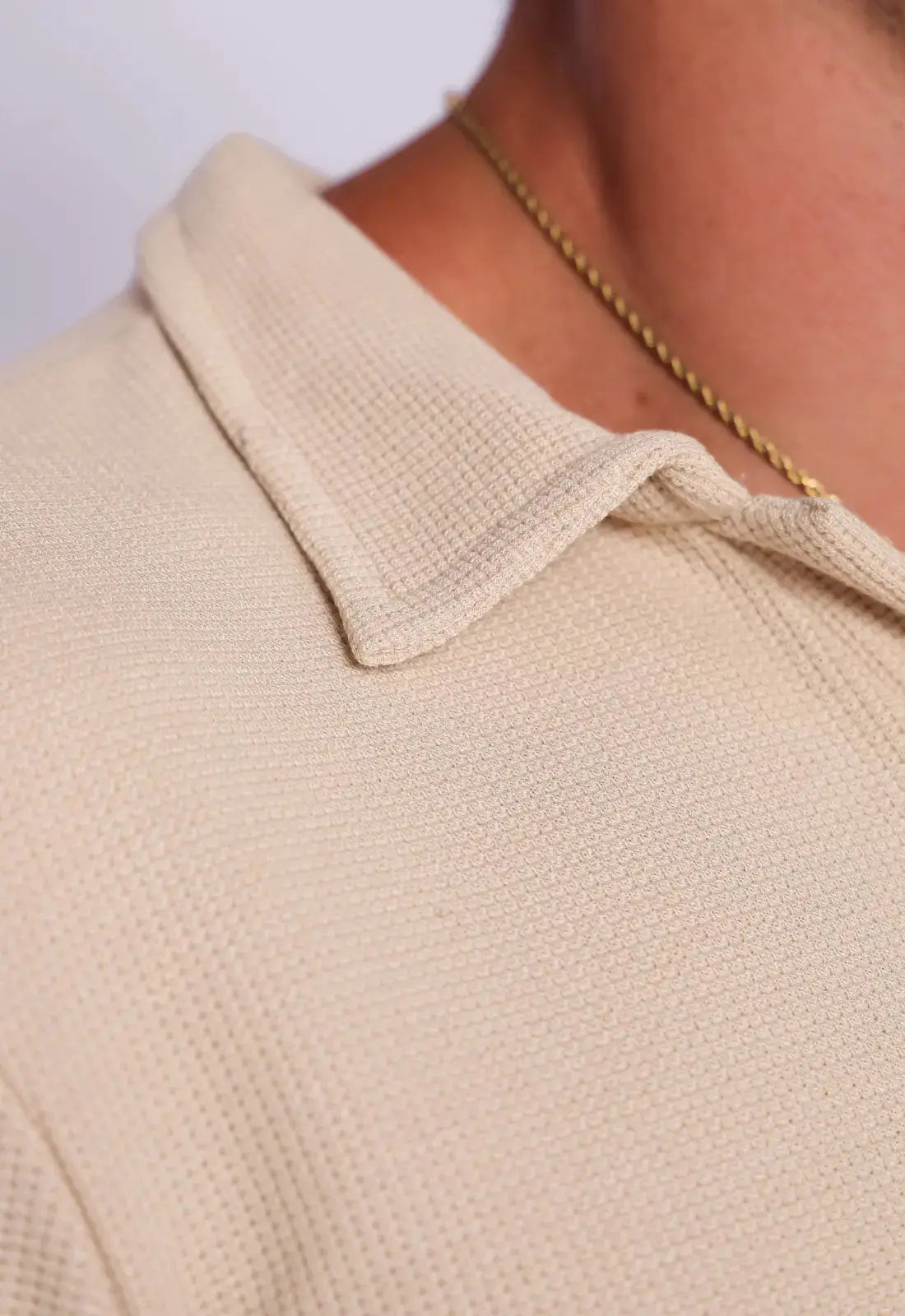 Camisa Polo Italiana Tricot Bege