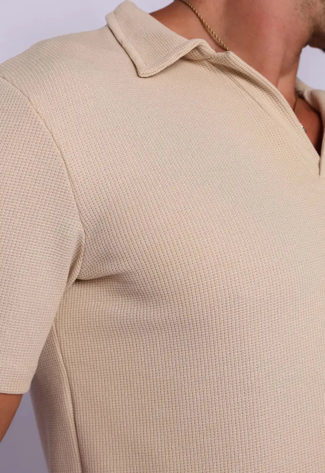 Camisa Polo Italiana Tricot Bege