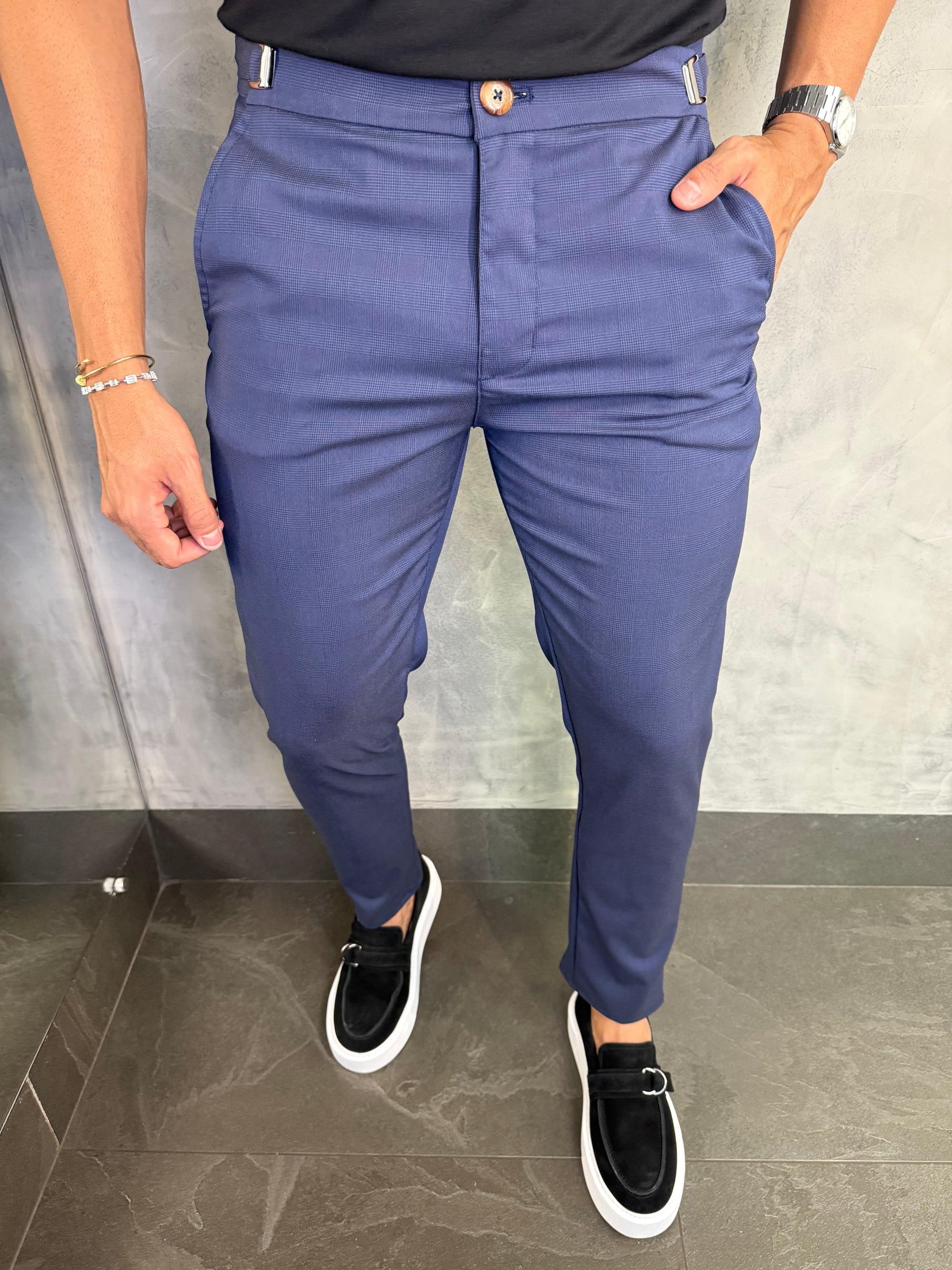 Calça Alf. Príncipe De Gales Ponto H Marinho