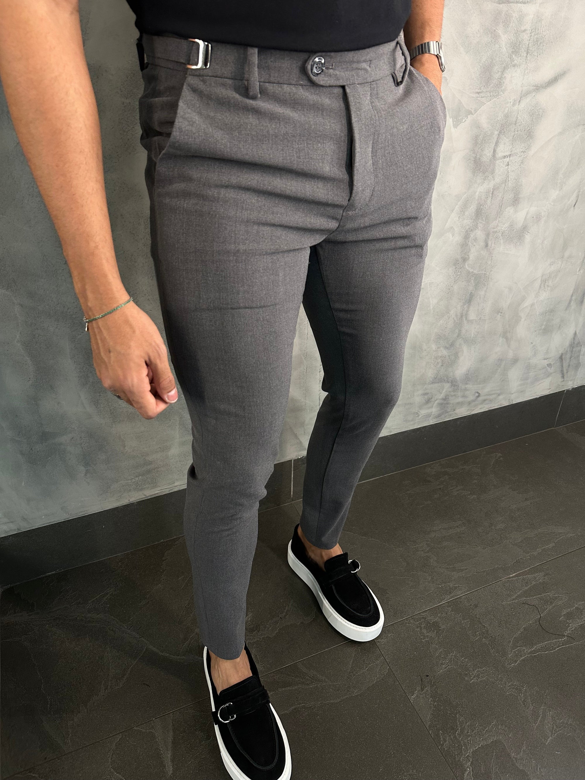 Calça Alf Atenas Ajuste Fivela Ponto H Chumbo