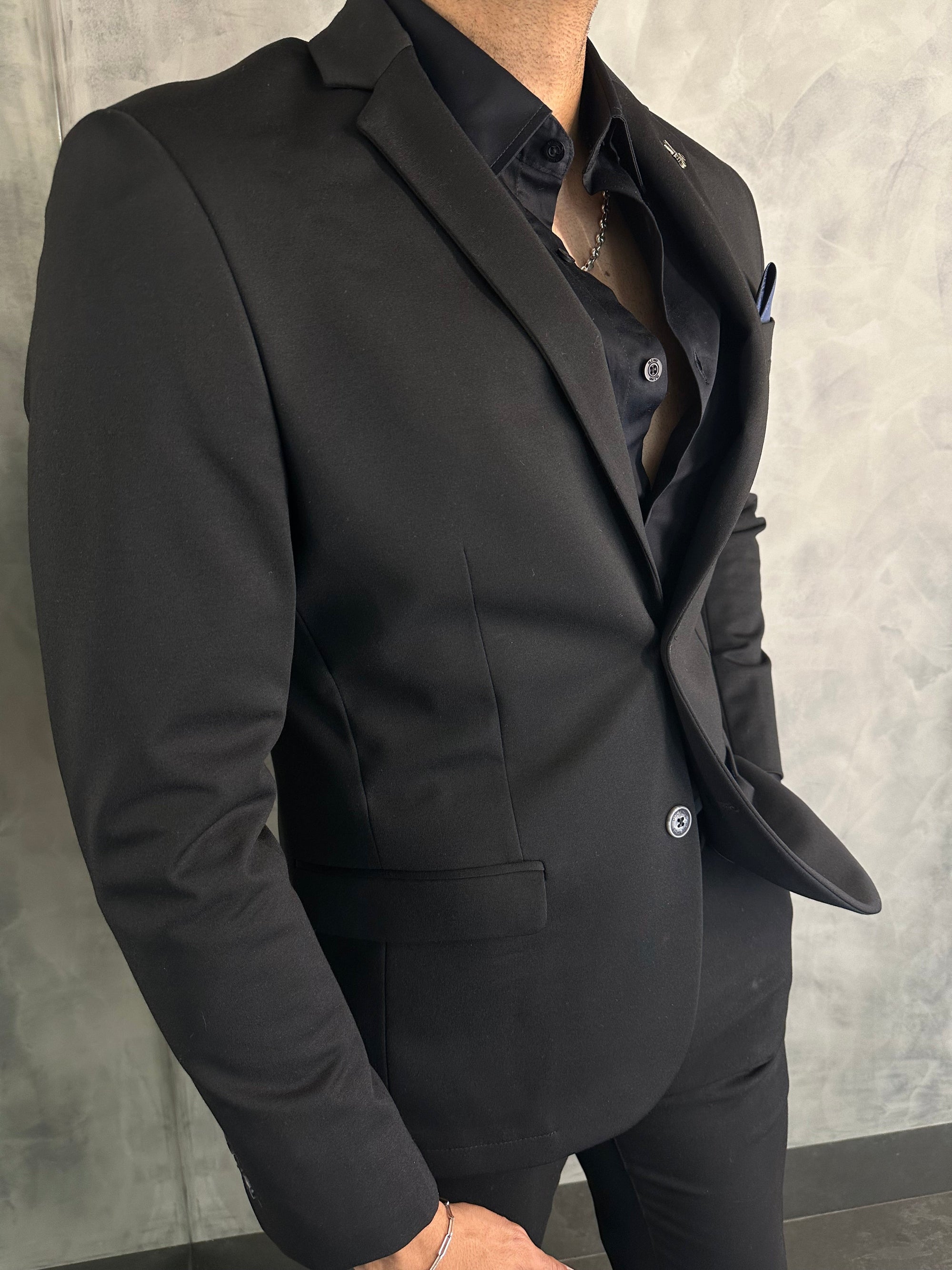 Blazer Slim Malha Lisa Docthos Preto
