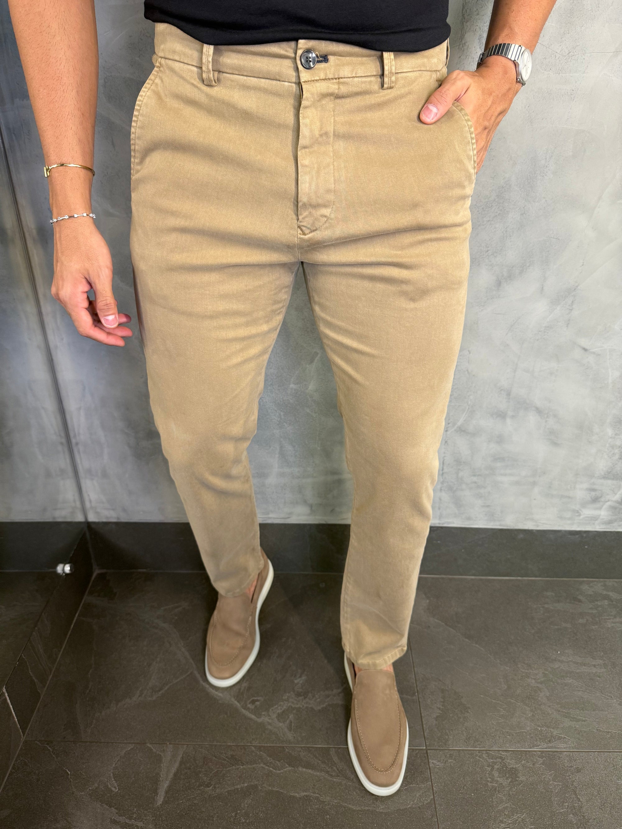 Calça Alf Sarja Comfort Skinny Ponto H Ocre