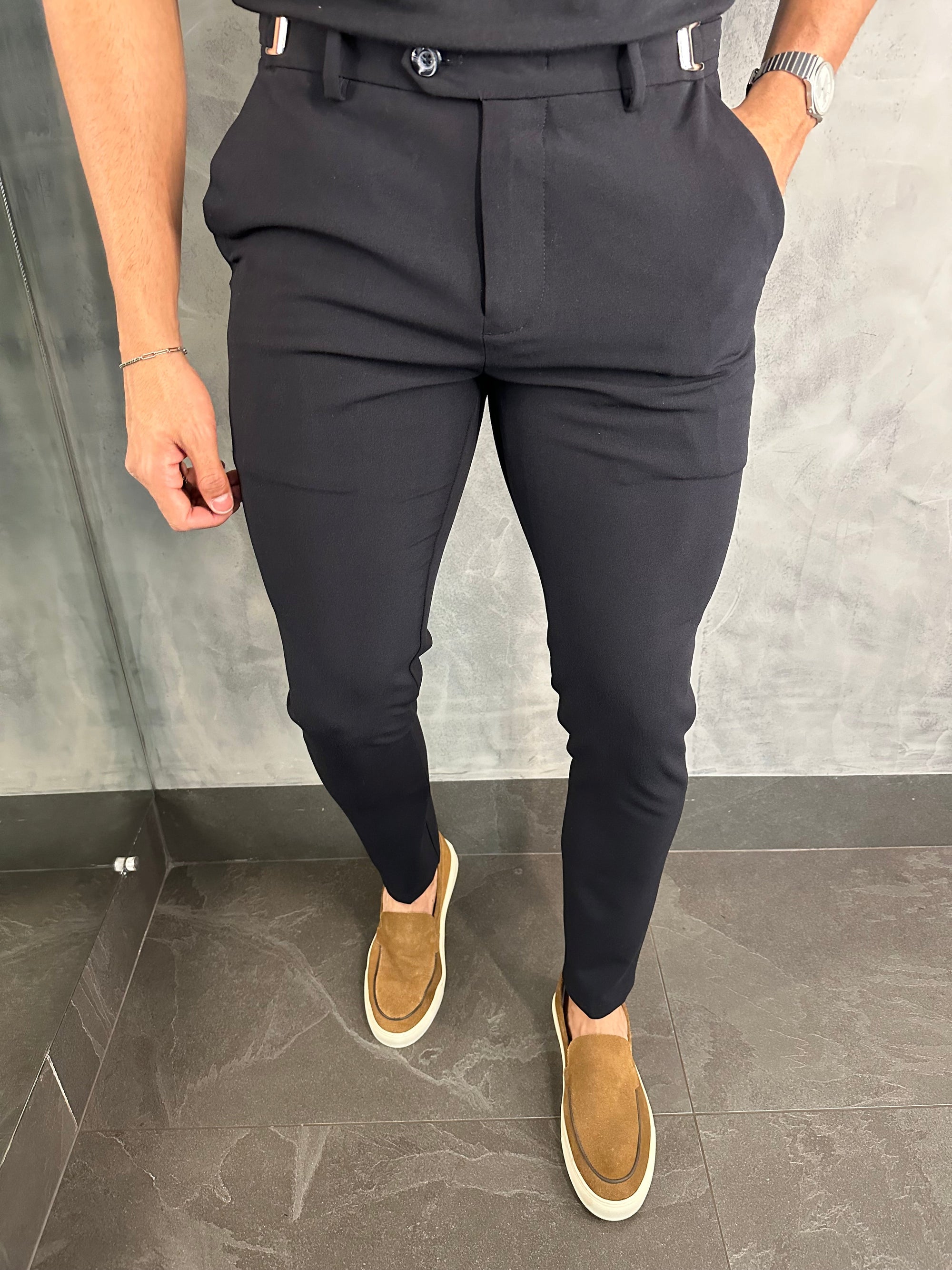 Calça Alf Atenas Ajuste Fivela Ponto H Preto